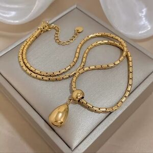 Anthropologie Gold Teardrop Pendant Necklace